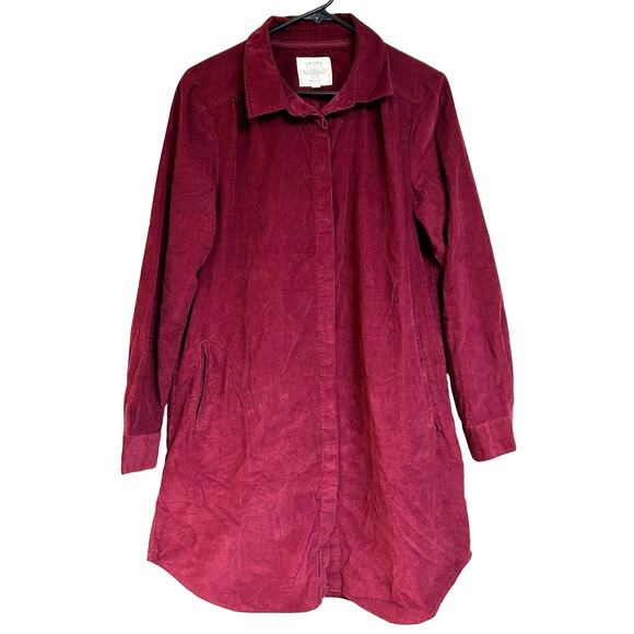 FatFace Red Maroon Needlecord Corduroy Smock Shirt Dress Pockets Fall Size 10 R - Picture 2 of 7